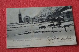 Brusson Veduta Invernale Innevata + Mucche Cows 1905 Ed. Genta - Andere & Zonder Classificatie
