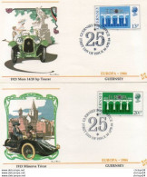 2V11Mo   Lot De 2 Enveloppes Guernsey 1984 Automobile Mors Tourer Et Minerva Tricar - 1981-90 Ediciones Decimales