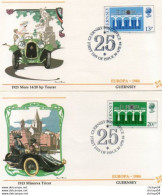 2V11Mo   Lot De 2 Enveloppes Guernsey 1984 Automobile Mors Tourer Et Minerva Tricar - 1981-1990 Decimal Issues