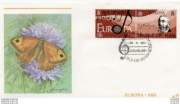 2V11Mo   Enveloppe Isle Of Man 1985 Butterfly Meadow Brown - 1981-1990 Em. Décimales
