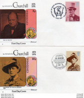 2V11Mo   Lot De 2 Enveloppes First Day Of Issue Sir Winston Churchill - 1971-80 Ediciones Decimal