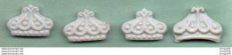 Lot N°5 De 4 Féves Anciennes Porcelaine Biscuit Mate Et Brillante Couronnes Royales - Frühe Figuren