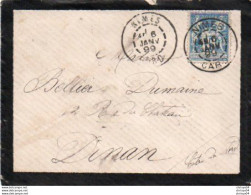 3V7Cr   Courrier Lettre 1899 De Nimes à Dinan - 1898-1900 Sage (Type III)