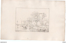 3v88Gt   Dessin Eau Forte Par Abraham Lion Zeelander De Paulus Potter Animaux Et Hommes - Radierungen