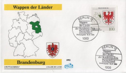 Germany Deutschland 1992 FDC Wappen Der Lander, Brandenburg, Canceled In Berlin - 1991-2000