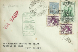 1940 Brasil / Brazil VASP 1.º Voo Postal / First Postal Flight Florianópolis - Porto Alegre - Luchtpost