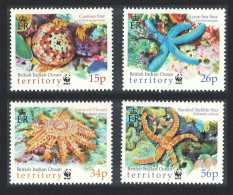 BIOT WWF Sea Stars 4v 2001 MNH SG#253-256 MI#266-269 Sc#231-234 - Territorio Britannico Dell'Oceano Indiano