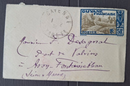 Guyane Française 1936 N°120 Seul Sur Lettre Ob TB - Storia Postale
