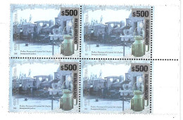 #75358 ARGENTINA 2023 NEW EMERGENCY OVERPRINTED (REVALORIZADO) TRAIN WELSH INMIGRATION 500 Ps BLx4 MNH SCARCE - Unused Stamps