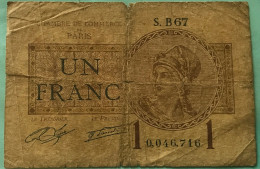 Billet De 1 F Chambre De Commerce De Paris 1919 - Non Classés