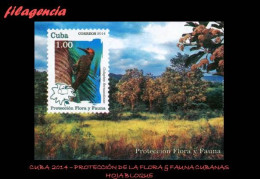 CUBA MINT. 2014-51 PROTECCION DE LA FAUNA & FLORA CUBANAS. HOJA BLOQUE - Unused Stamps