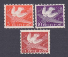 1940 Estonia  160-162 Plane And Dove - Colibrì