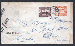 Delcampe - 1944 Registered Letter To Canada - Canadian Censor Tape - Peru