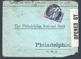 Delcampe - 1918  Letteer To USA - USA Censor Tape - Peru