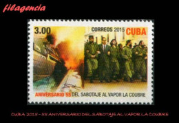 CUBA MINT. 2015-06 55 ANIVERSARIO DEL SABOTAJE AL VAPOR FRANCÉS LA COUBRE. ERNESTO CHE GUEVARA - Ungebraucht