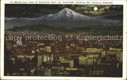 71936988 Portland_Oregon Birds Eye View By Moonlight Showing Mt Hood In Distance - Autres & Non Classés