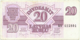 Latvia - 20 Rubli - 1992 - Pick: 39 - Serie AS - Letónia - Lettland
