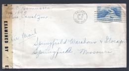 1943  Air Letter To USA  - USA Censor Tape - Kanalzone