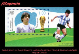 CUBA MINT. 2015-38 XI CAMPEONATO NACIONAL DE FILATELIA. PERSONALIDADES MUNDIALES DEL SIGLO XX. HOJA BLOQUE - Unused Stamps