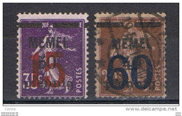 MEMEL:  1921/22  SOPRASTAMPATI  -  2  VAL. US. -  YV/TELL. 40 + 41 - Oblitérés