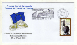 Enveloppe 1er Jour FRANCE Oblitération Conseil De L'Europe STRASBOURG 23/04/2001 - 2000-2009