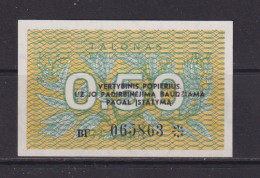 LITHUANIA - 1991 0.50 Talonas UNC Banknote - Lituanie