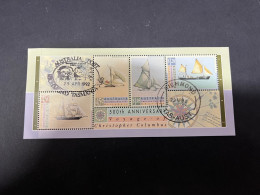 (STAMPS 18-2-2024) Australia - (sheetlet Of 4 Postmarked Stamps)  Sail Ships / Voiliers (1992) - Gebraucht