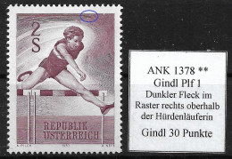 0541a: Österreich 1970, ANK 1378 Hürdenläuferin **, Plf 1 Nach Gindl - Errors & Oddities