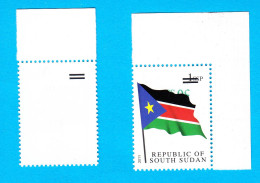 SOUTH SUDAN Surcharged Overprints ERROR INVERTED 50 SP On 1 SSP National Flag Stamp SOUDAN Du Sud Südsudan - Stamps