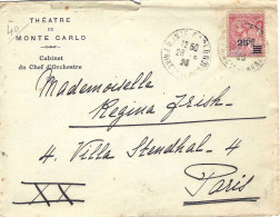 MONACO Enveloppe Théâtre De Monte Carlo 1923 - Other & Unclassified