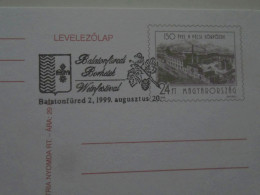 D201042    Hungary  Postal Stationery  Pécs Brewery -1999  Balatonfüred   Wein Festival  Vin Wine - Vinos Y Alcoholes