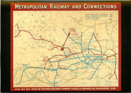 Trains - Métro - Map Of The Metropolitan Raiiway, 1924, Showing Connections With The Tube And District Railways - Plan D - Métro