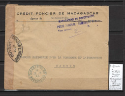 Madagascar - Griffe Paiement En Numéraire : Tananarive - Poste Aérienne  - 06/1945 + Censure - Aéreo