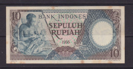 INDONESIA - 1958 10 Rupiah Circulated Banknote - Indonésie