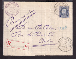 DDFF 679 -  Lettre Recommandée TP 213 Petit Montenez NIEUWKERKEN(WAAS) 1925 Vers Anvers - Verso Afwezig - 1921-1925 Small Montenez