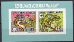 Madagascar 1988, Bird, Camaleont, Scout, Rotary, 2val In BF IMPERFORATED - Unused Stamps