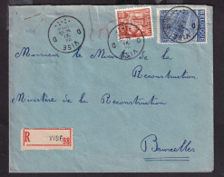 DDFF 681 -  Enveloppe Recommandée TP Exportation VISE 1948 Vers BXL - 1948 Esportazione