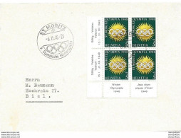 T1 - 40 - Enveloppe Suisse Avec Bloc De 4 Timbres Olympqiues - 6.2.48. St Moritz - Hiver 1948: St-Moritz