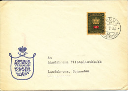 Liechtenstein Cover Sent To Sweden 6-5-1956 Sent To Sweden Single Franked - Brieven En Documenten