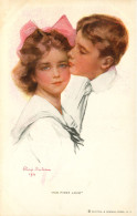 CPA-Illustrateur Philip Boileau "His First Love" Couple Amoureux Tendre Baiser** 2scans* - Boileau, Philip