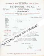 1928 DONCASTER - Letter From THE UNIVERSAL TYRE C° - All Makes Of Solid And Pneumatic Tyres - United Kingdom