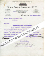 1913 GLASGOW - Letter From NORTH BRITISH LOCOMOTIVE C° - Locomotive Manufacturer - Reino Unido