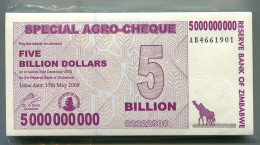 Zimbabwe 5 Billion Dollars 2008 Agro Check UNC Banknote P61 - 10 Note Lot - Zimbabwe