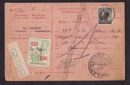 DDFF 689 -  Carte-Récépissé TP Léopold + Fiscal De Jules Clerbois , Chaussures à BRAINE LE COMTE - RETOUR Impayé - 1934-1935 Leopoldo III