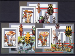 Madagascar 1991, Scout, Mushrooms, Insects, 3BF IMPERFORATED - Unused Stamps