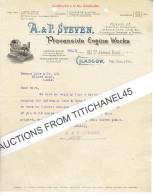 1915 GLASGOW - Letter From A. & P. STEVEN - Makers Of Electric, Hydraulic, Steam & Hand Lifts, Hydraulic Presses & Pumps - United Kingdom