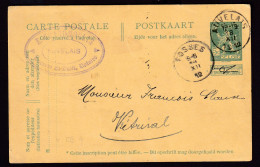 DDFF 596 -  Entier Pellens AUVELAIS 1912 Vers VITRIVAL Via FOSSES - Cachet Privé Notaire Grandmoulin - Postkarten 1909-1934
