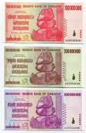 Zimbabwe 2008 Set 100 + 200 + 500 Million Dollars UNC P80 To P82 Currency Notes - Simbabwe