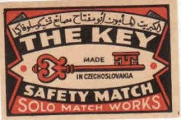 Czechoslovakia - Matchbox Label For Export To Arab Countries - Key - Boites D'allumettes - Etiquettes