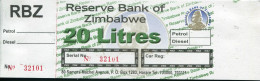 Reserve Bank Of Zimbabwe Uncirculated 20 Litres Petrol Gas Fuel Coupon - Rarex10 - Simbabwe